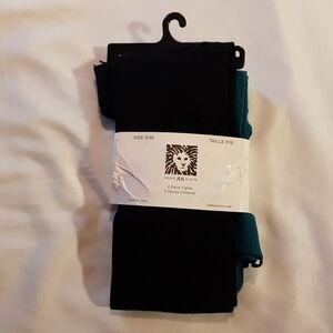 Anne Klein women's 2 pairs of tights S/M black & green